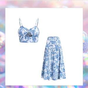 Commense Seaside Joy Print Twist Detail Skirt Set Size M NWT